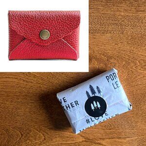 Portland Leather mini daisy wallet "Reba Red" NWT